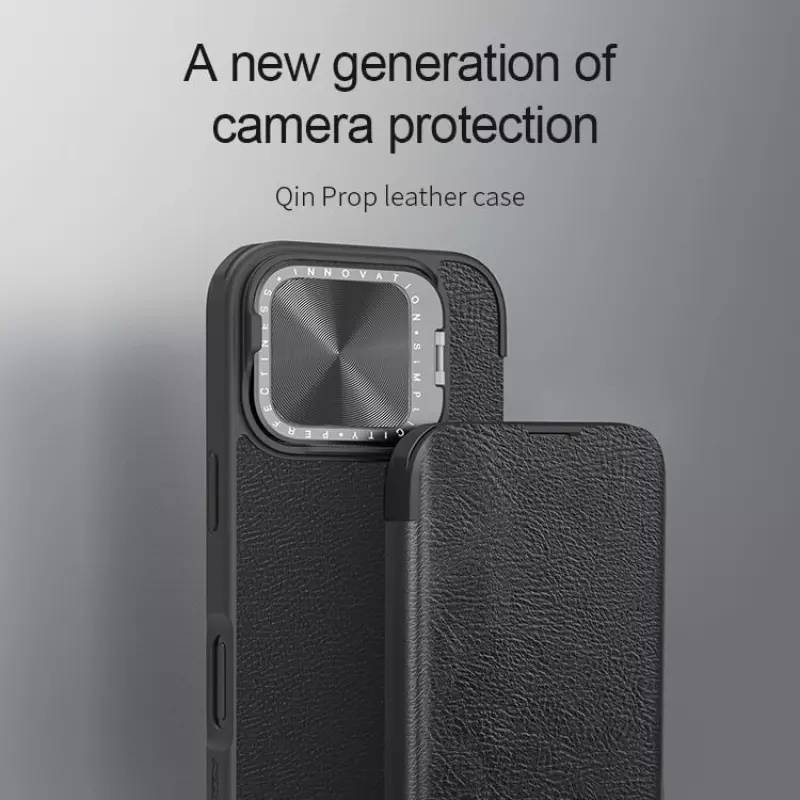 Nillkin θήκη Qin Prop Leather για iPhone 16 Pro, δερμάτινη, μαύρη – φωτογραφία 4