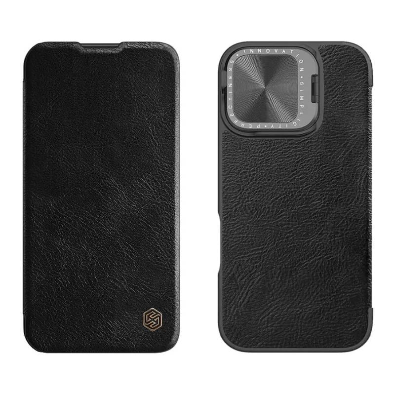 Nillkin θήκη Qin Prop Leather για iPhone 16 Pro, δερμάτινη, μαύρη