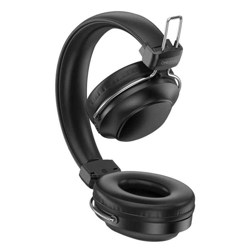Celebrat headphones A36, ασύρματα & ενσύρματα, micro SD, 40mm, 250mAh, μαύρα – φωτογραφία 3