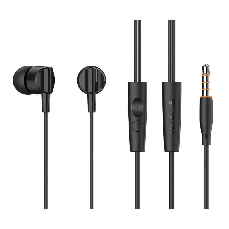 Celebrat earphones με μικρόφωνο G35, 3.5mm σύνδεση, 10mm, 1.2m, μαύρα Celebrat earphones με μικρόφωνο G35, 3.5mm σύνδεση, 10mm, 1.2m, μαύρα