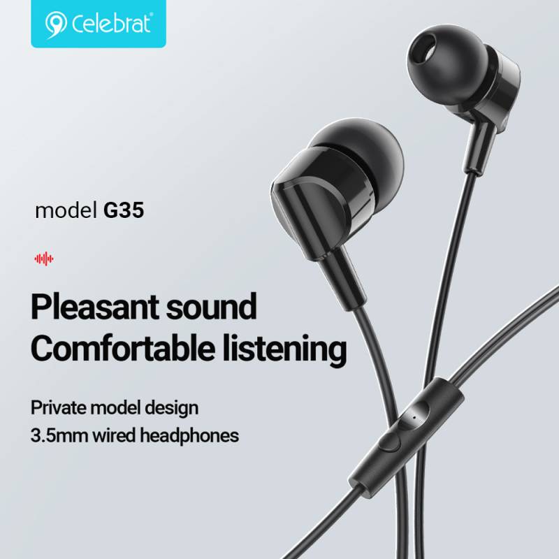 Celebrat earphones με μικρόφωνο G35, 3.5mm σύνδεση, 10mm, 1.2m, λευκά – φωτογραφία 2