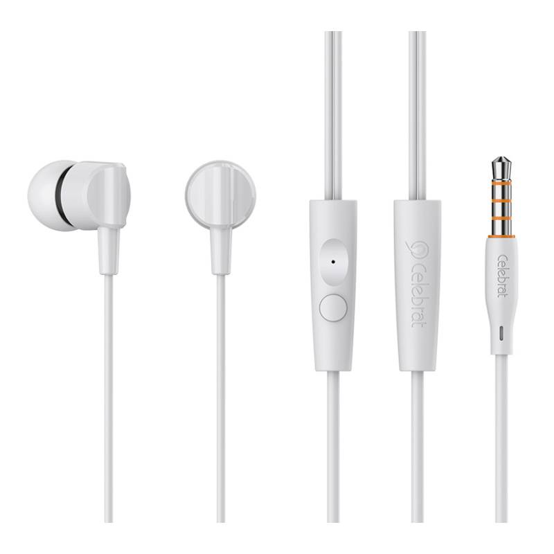 Celebrat earphones με μικρόφωνο G35, 3.5mm σύνδεση, 10mm, 1.2m, λευκά Celebrat earphones με μικρόφωνο G35, 3.5mm σύνδεση, 10mm, 1.2m, λευκά
