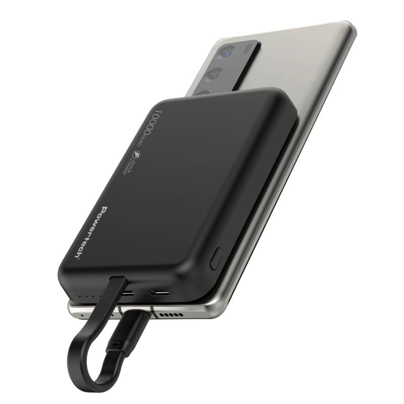 Powertech power bank PT-1376 με καλώδιο, 10000mah, magnetic wireless, 20W, μαύρο – φωτογραφία 2