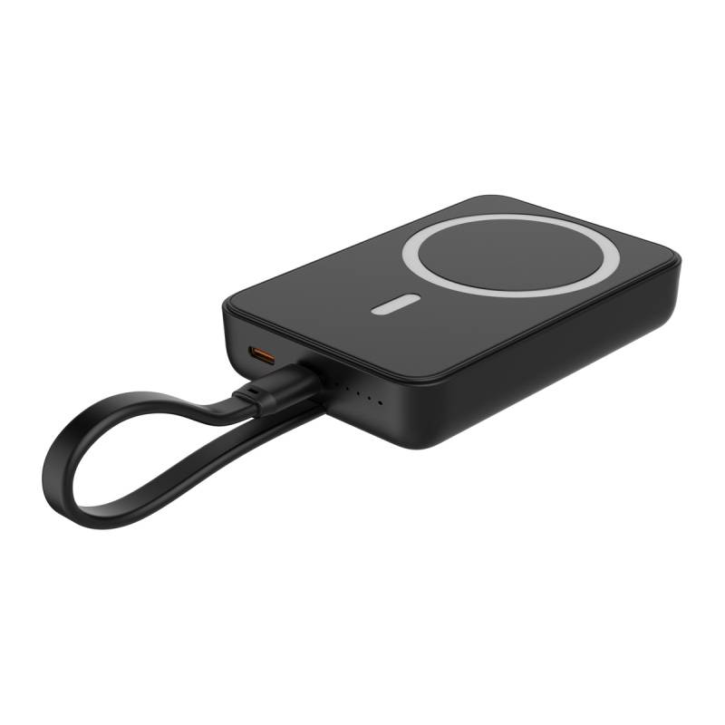 Powertech power bank PT-1376 με καλώδιο, 10000mah, magnetic wireless, 20W, μαύρο – φωτογραφία 3