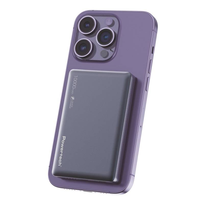 Powertech power bank PT-1377, 10000mah, magnetic wireless, 20W, γκρι – φωτογραφία 2