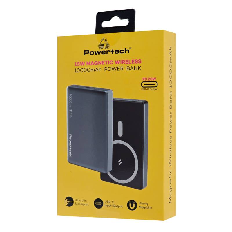 Powertech power bank PT-1377, 10000mah, magnetic wireless, 20W, γκρι – φωτογραφία 4