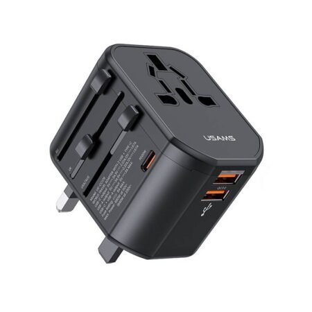 USAMS φορτιστής/αντάπτορας πρίζας US-CC179, USB-C & 2x USB, universal, 20W, μαύρος