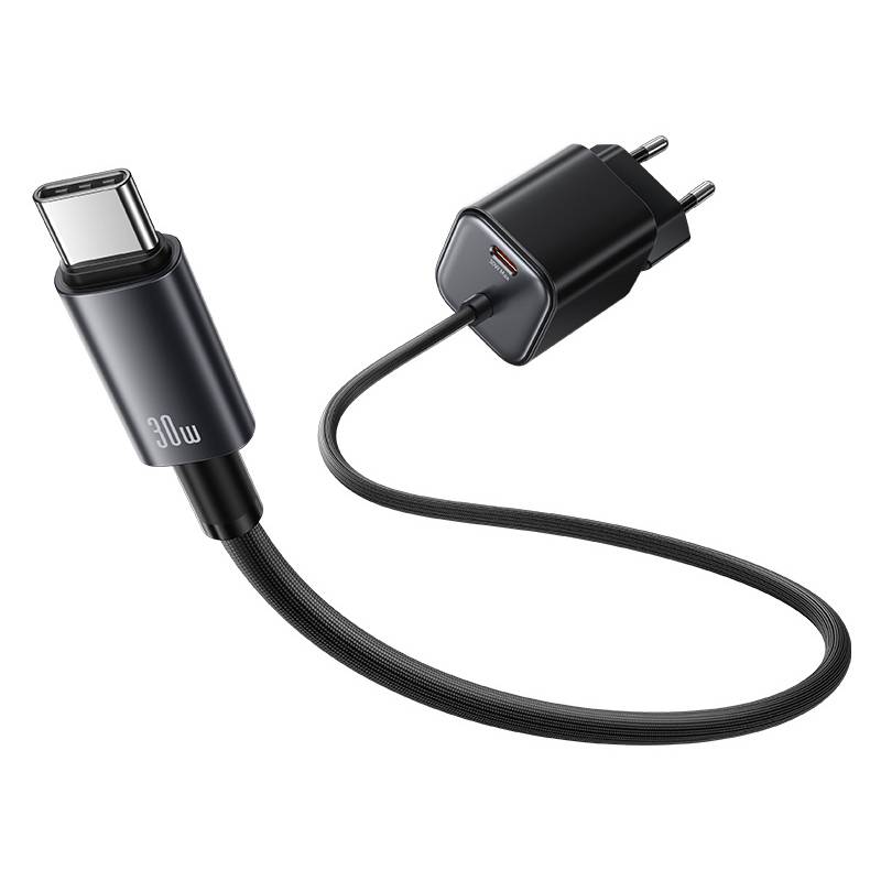 USAMS φορτιστής τοίχου CC264 με καλώδιο, USB-C, 30W, GaN, μαύρος – φωτογραφία 4