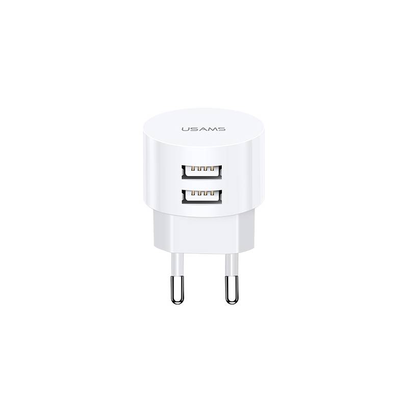 USAMS φορτιστής τοίχου T20, 2x USB, 2.1A, λευκός