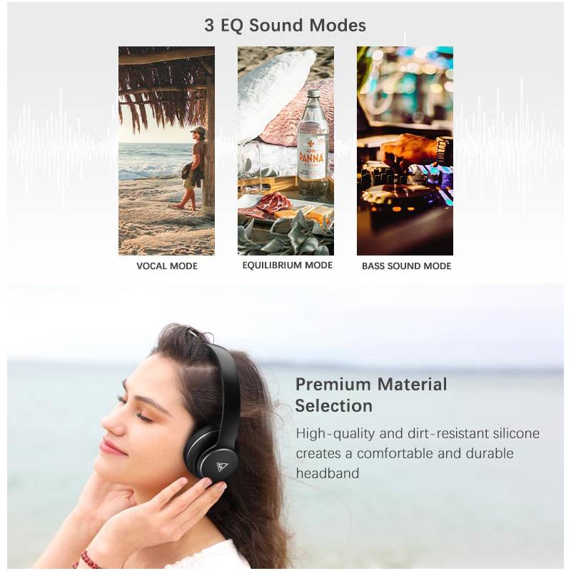 Doqaus headphones DESIGN 3, ασύρματα & ενσύρματα, Φ40mm, 600mAh, μαύρα – φωτογραφία 5