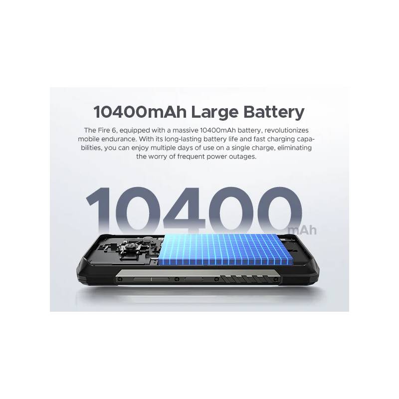 Doogee smartphone Fire 6, 6.56", 6/256GB, 10400mAh, IP68/IP69K, μαύρο – φωτογραφία 3