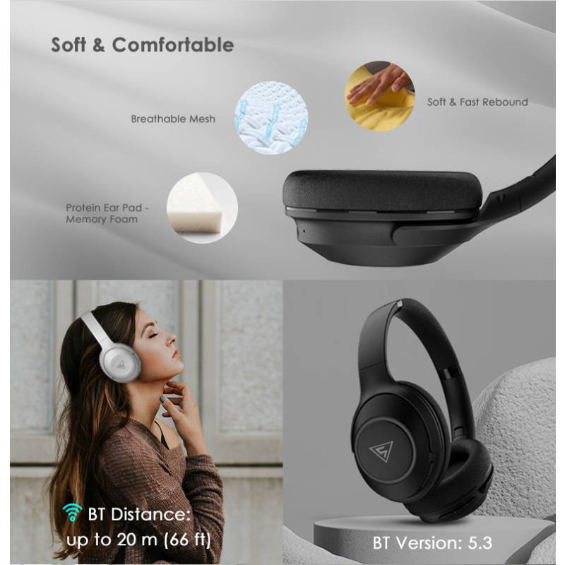 Doqaus headphones FOCUS 5, ασύρματα & ενσύρματα, Φ40mm, 1000mAh, μαύρα – φωτογραφία 6