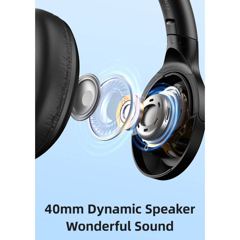 USAMS headphones YH21, ασύρματα & ενσύρματα, Φ40mm, 500mAh, μαύρα – φωτογραφία 4