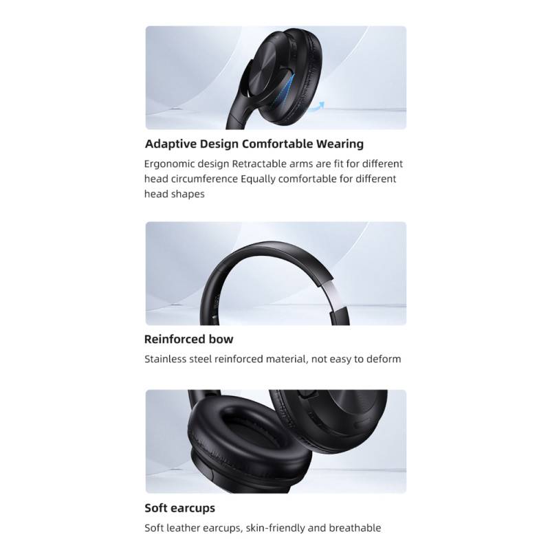 USAMS headphones YH21, ασύρματα & ενσύρματα, Φ40mm, 500mAh, μαύρα – φωτογραφία 5
