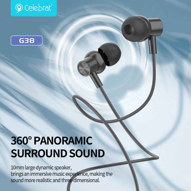 Celebrat earphones με μικρόφωνο G38, USB-C σύνδεση, 10mm, 1.2m, μαύρα – φωτογραφία 4