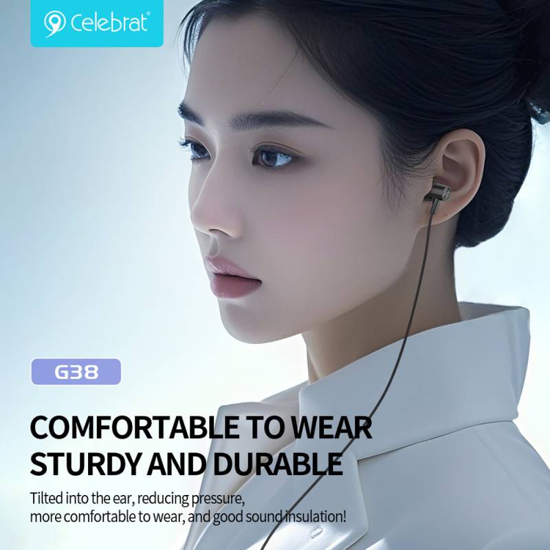 Celebrat earphones με μικρόφωνο G38, USB-C σύνδεση, 10mm, 1.2m, λευκά – φωτογραφία 2