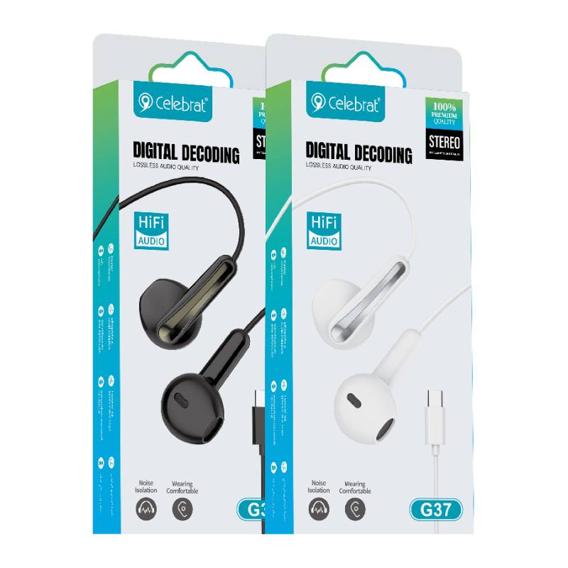 Celebrat earphones με μικρόφωνο G37, USB-C σύνδεση, 14.2mm, 1.2m, μαύρα – φωτογραφία 4