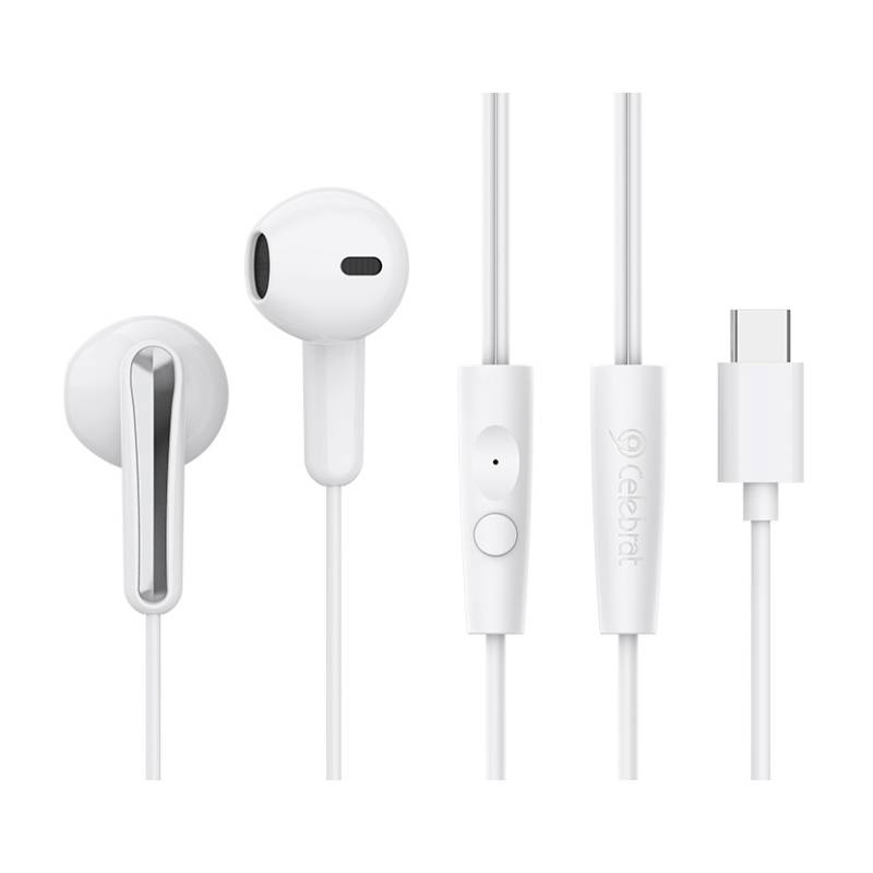 Celebrat earphones με μικρόφωνο G37, USB-C σύνδεση, 14.2mm, 1.2m, λευκά