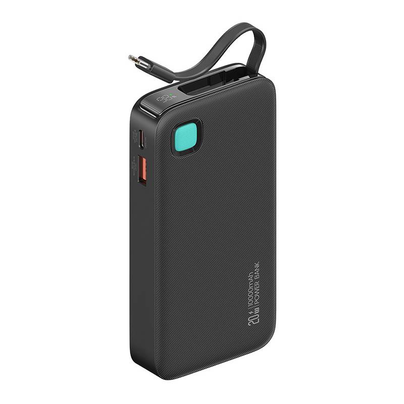 USAMS power bank CD224 με καλώδιο USB-C, 2x θύρες εξόδου, 10000mAh, 20W, μαύρο USAMS power bank CD224 με καλώδιο USB-C, 2x θύρες εξόδου, 10000mAh, 20W, μαύρο