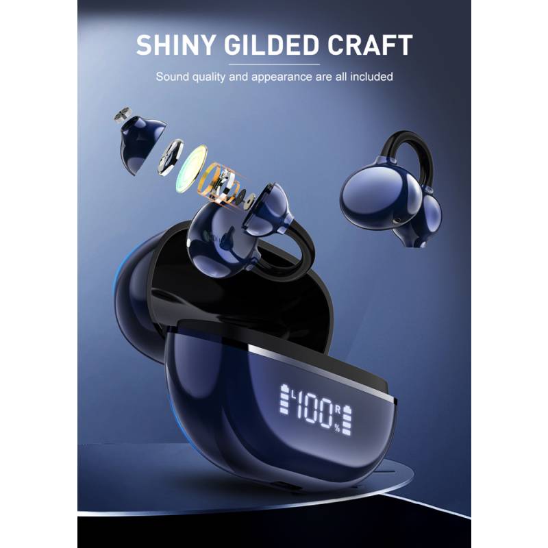 Ldnio earphones με θήκη φόρτισης T09, OWS, Φ10mm, 35/400mAh, μπλε – φωτογραφία 2