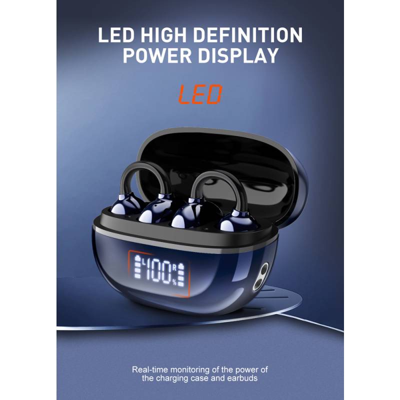 Ldnio earphones με θήκη φόρτισης T09, OWS, Φ10mm, 35/400mAh, μπλε – φωτογραφία 3