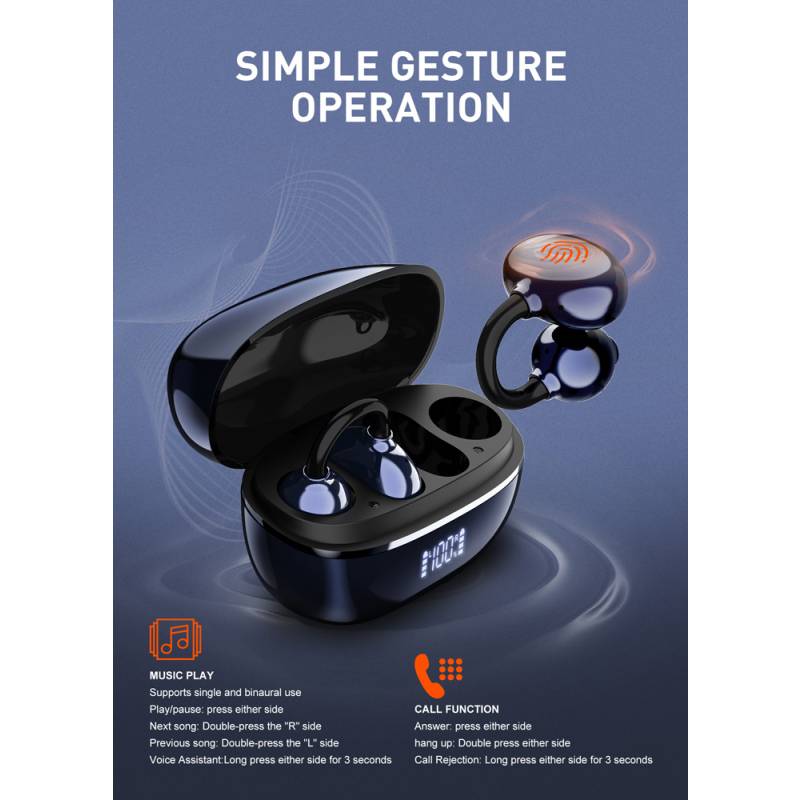 Ldnio earphones με θήκη φόρτισης T09, OWS, Φ10mm, 35/400mAh, μπλε – φωτογραφία 4