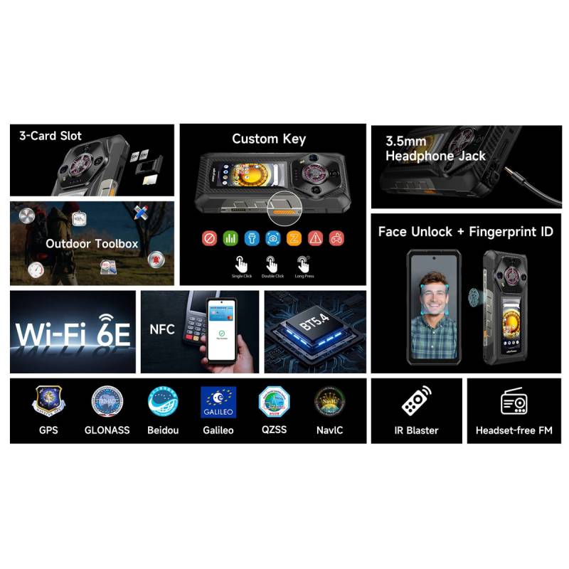 Ulefone smartphone Armor 30 Pro, 6.95" & 3.4", 16/512GB, 5G, 12800mAh, IP68/IP69K, μαύρο – φωτογραφία 3