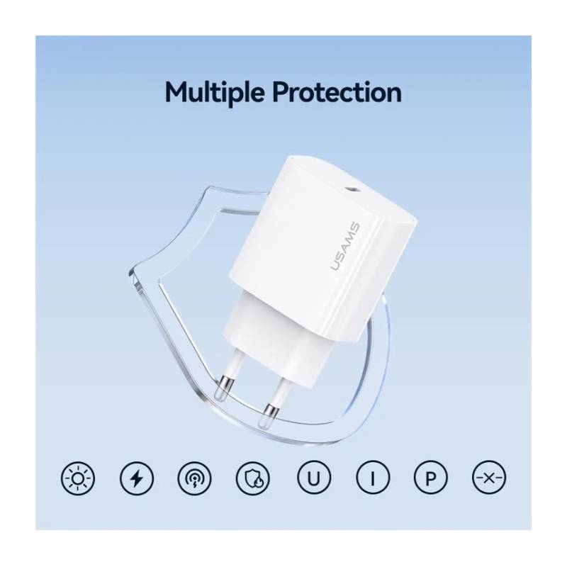 USAMS φορτιστής τοίχου CC226, USB-C, 20W, λευκός – φωτογραφία 3