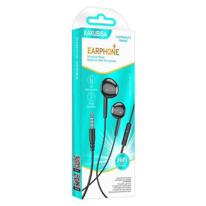 Kakusiga earphones με μικρόφωνο KSC-1301, 3.5mm σύνδεση, 14mm, 1.1m, μαύρα – φωτογραφία 4