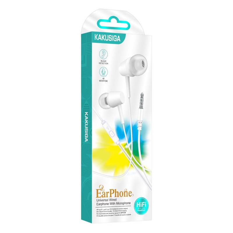 Kakusiga earphones με μικρόφωνο KSC-1303, 3.5mm σύνδεση, 10mm, 1.1m, λευκά – φωτογραφία 4