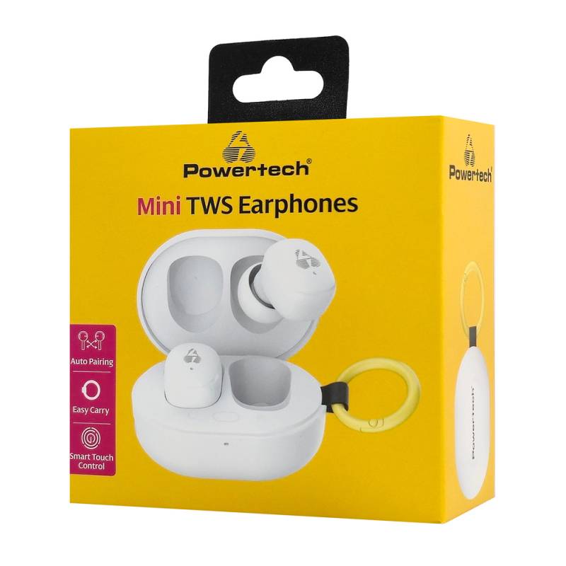 Powertech earphones με θήκη φόρτισης PT-1393, True Wireless, 6mm, 25/230mAh, λευκά – φωτογραφία 5