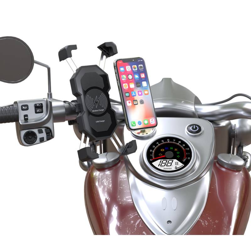 Powertech ασύρματος φορτιστής & βάση smartphone μοτοσυκλέτας PTL-024, 7.5W, μαύρη – φωτογραφία 2