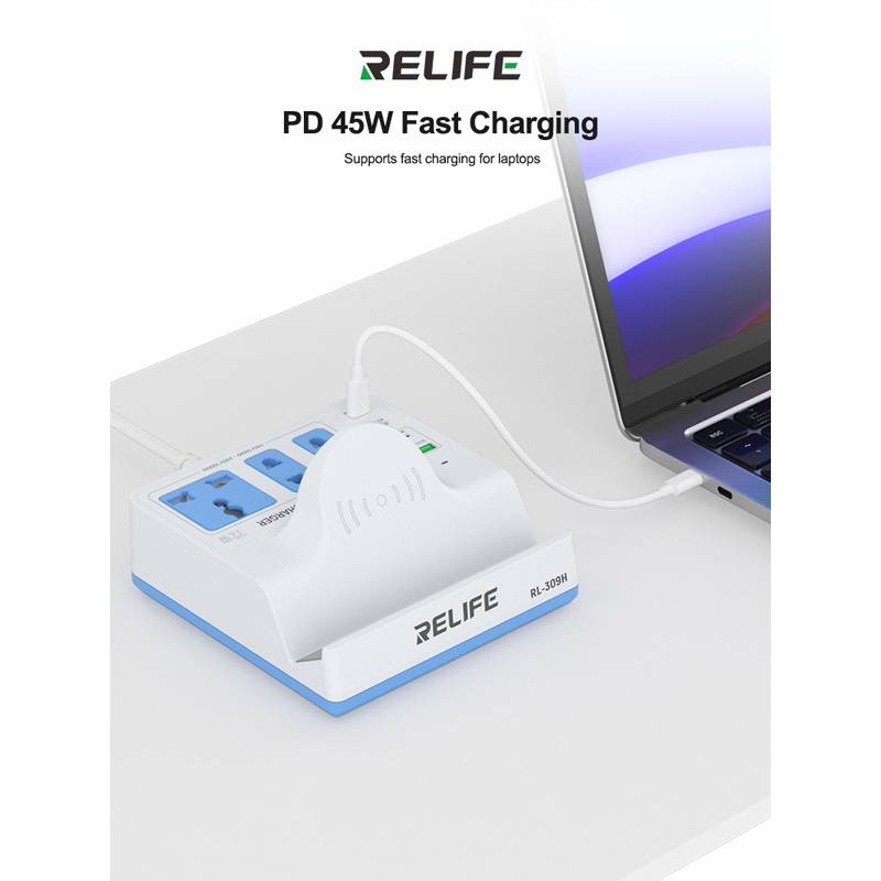 Relife σταθμός φόρτισης RL-309H, USB/3x USB-C/3x DC/wireless, 72W, λευκός – φωτογραφία 4
