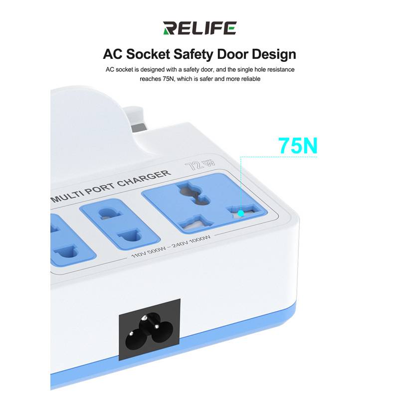 Relife σταθμός φόρτισης RL-309H, USB/3x USB-C/3x DC/wireless, 72W, λευκός – φωτογραφία 6