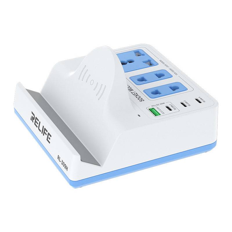 Relife σταθμός φόρτισης RL-309H, USB/3x USB-C/3x DC/wireless, 72W, λευκός