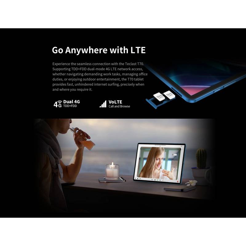 Teclast tablet T70, 14", 8/256GB, 4G, Android 14, 10000mAh, μπλε – φωτογραφία 3