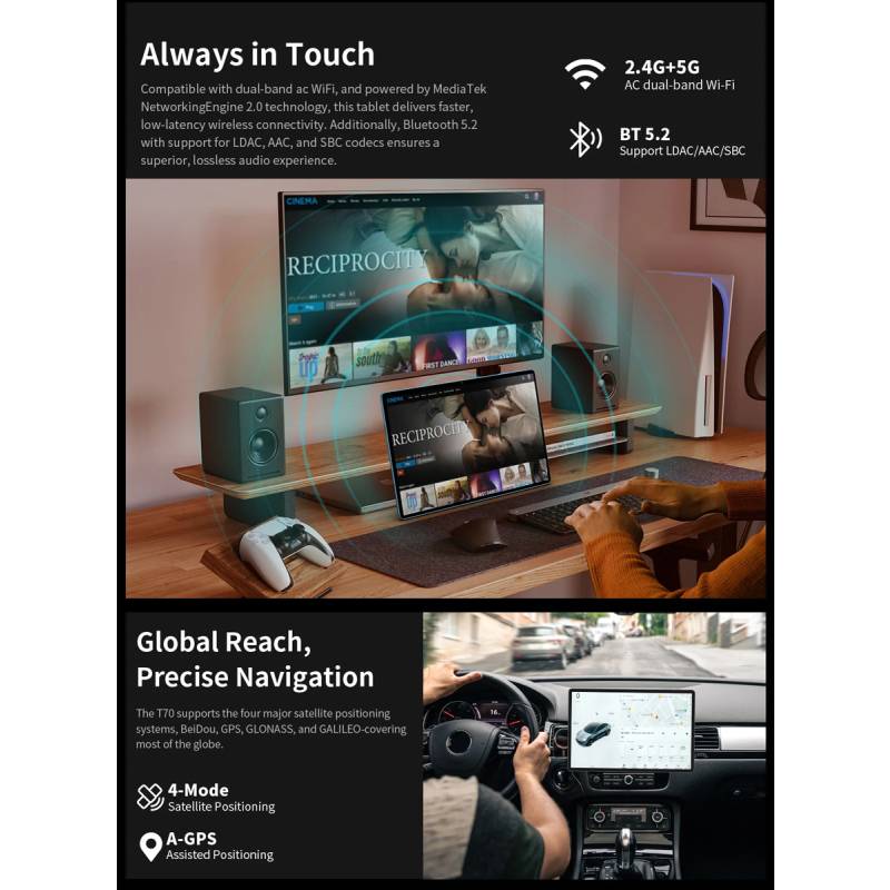 Teclast tablet T70, 14", 8/256GB, 4G, Android 14, 10000mAh, μπλε – φωτογραφία 4