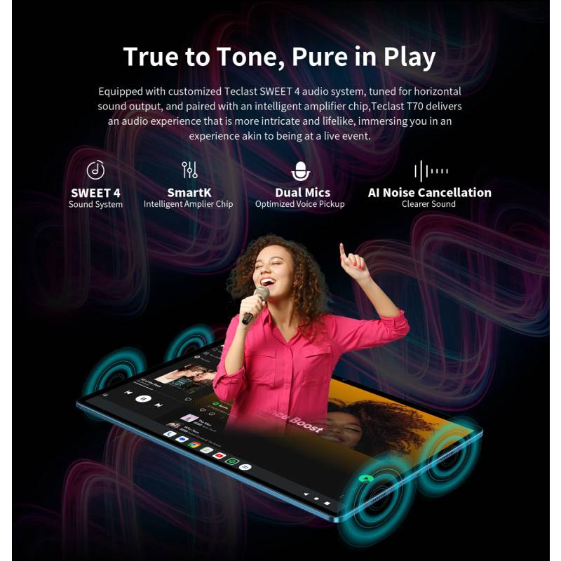 Teclast tablet T70, 14", 8/256GB, 4G, Android 14, 10000mAh, μπλε – φωτογραφία 6