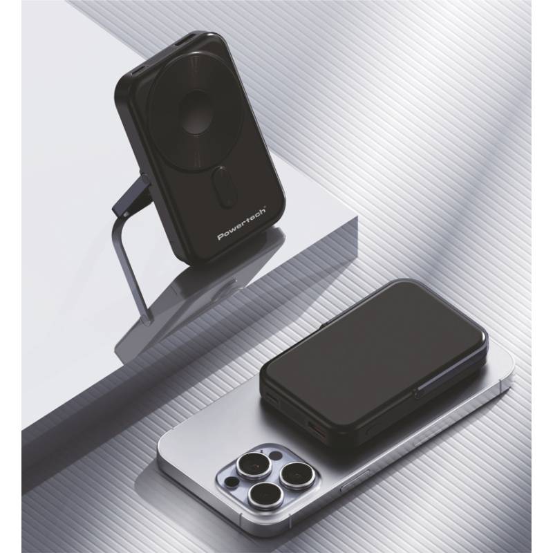 Powertech power bank με οθόνη PT-1416, 10000mah, magnetic wireless, 22.5W, μαύρο – φωτογραφία 2