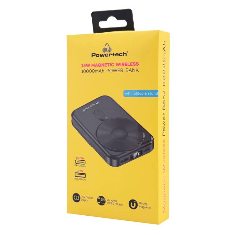 Powertech power bank με οθόνη PT-1416, 10000mah, magnetic wireless, 22.5W, μαύρο – φωτογραφία 4