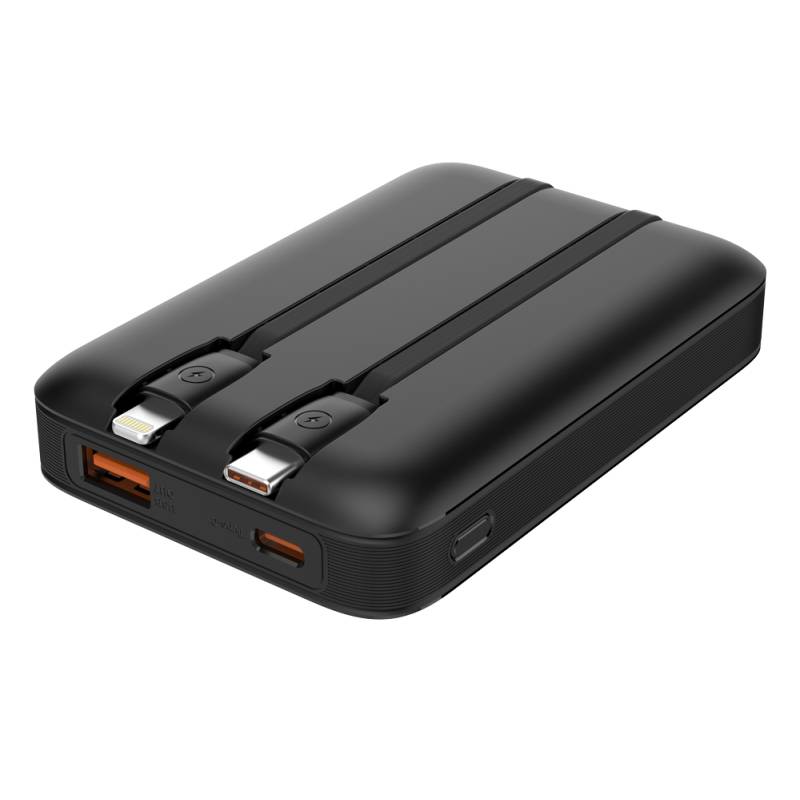 Powertech power bank με καλώδια και οθόνη PT-1417 10000mAh, 22.5W, μαύρο – φωτογραφία 2