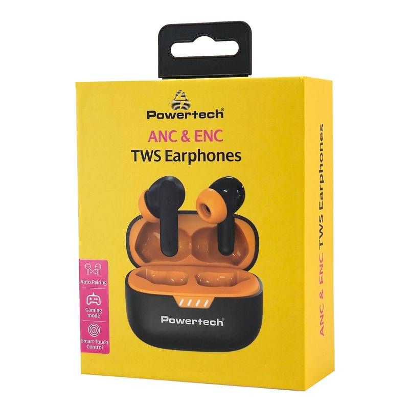 Powertech earphones με θήκη φόρτισης PT-1431, True Wireless, 40/400mAh, ANC & ENC, μαύρα – φωτογραφία 5
