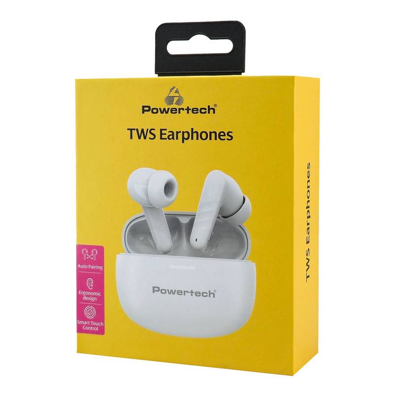 Powertech earphones με θήκη φόρτισης PT-1432, True Wireless, 35/300mAh, λευκά – φωτογραφία 4