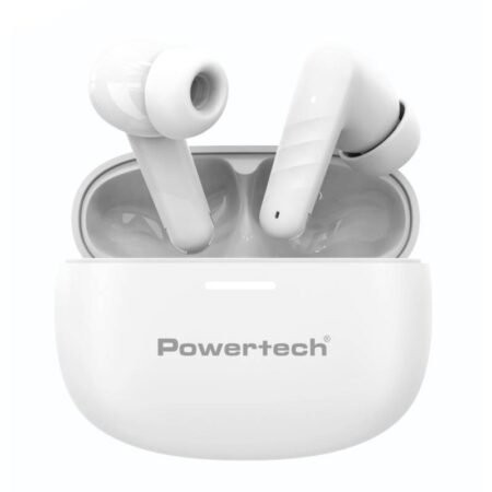 POWERTECH earphones με θήκη φόρτισης PT-1432, True Wireless, 35/300mAh, λευκά