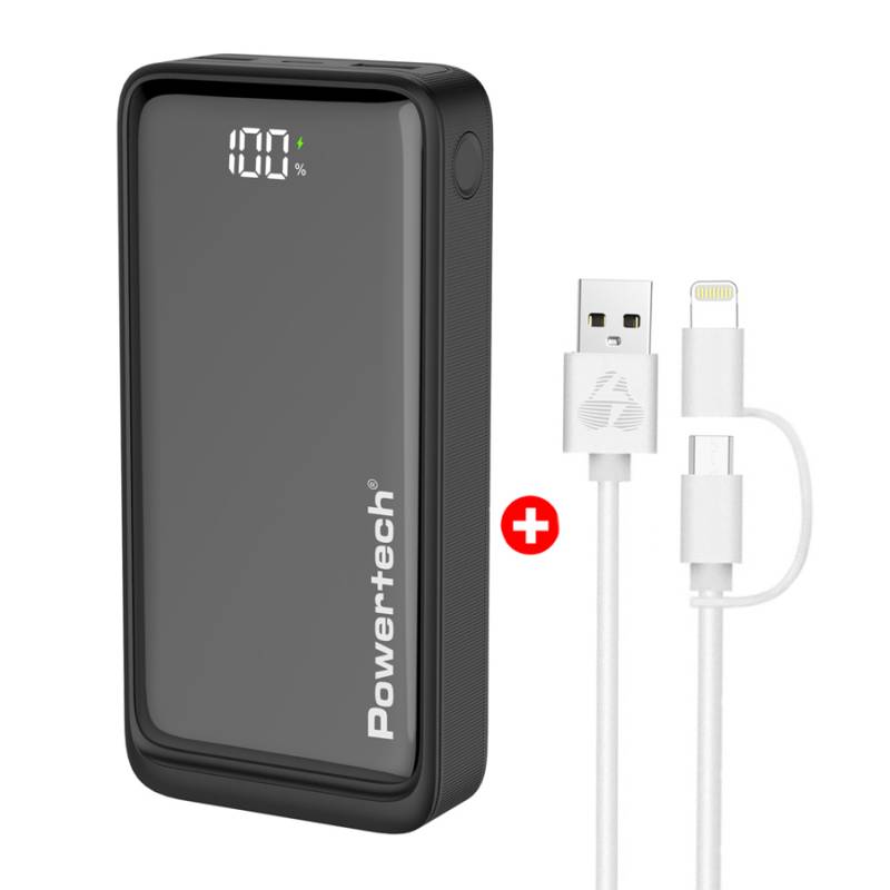 Powertech power bank PT-1327 με οθόνη & MFi καλώδιο USB σε Micro/Lightning, 20000mAh Powertech power bank PT-1327 με οθόνη & MFi καλώδιο USB σε Micro/Lightning, 20000mAh