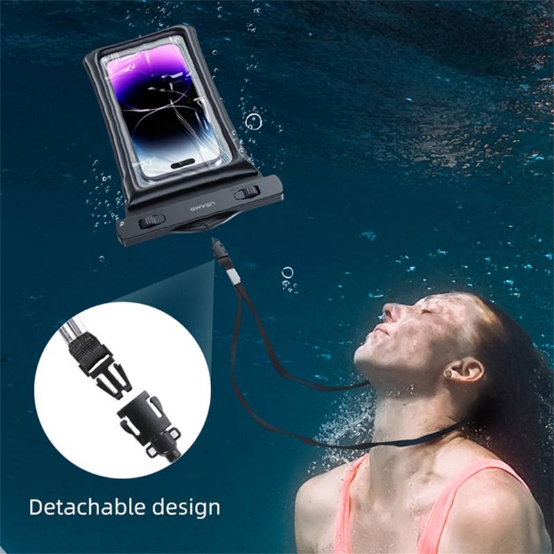 USAMS αδιάβροχη θήκη smartphone US-YD011, έως 7", IPX8, μαύρη – φωτογραφία 5