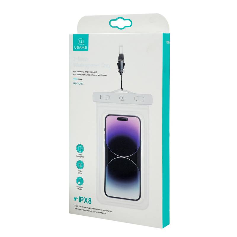 USAMS αδιάβροχη θήκη smartphone US-YD011, έως 7", IPX8, λευκή – φωτογραφία 6