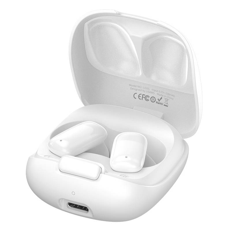 USAMS earphones με θήκη φόρτισης ID25, TWS, Φ13mm, 30/230mAh, λευκά – φωτογραφία 4