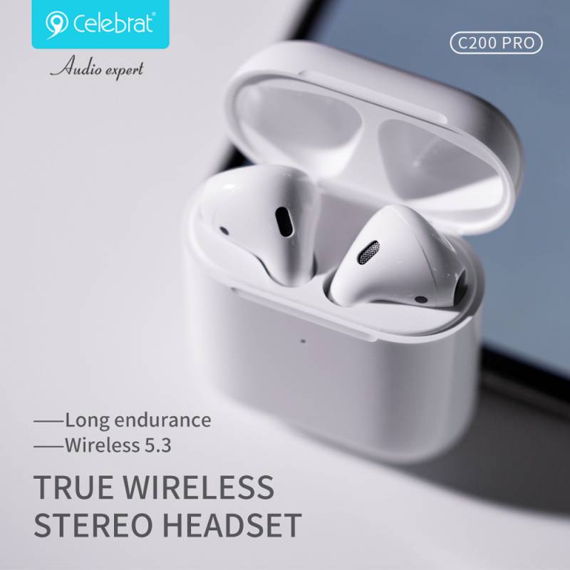 Celebrat earphones με θήκη φόρτισης C200 Pro, True Wireless, 13mm, 30/300mAh, λευκά – φωτογραφία 5