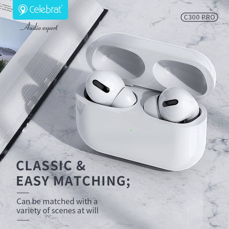 Celebrat earphones με θήκη φόρτισης C300 Pro, True Wireless, 13mm, 30/300mAh, λευκά – φωτογραφία 5